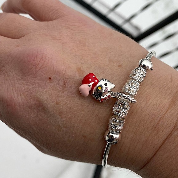 Hello Kitty Sterling Silver Bangle Bracelet - Picture 6 of 8